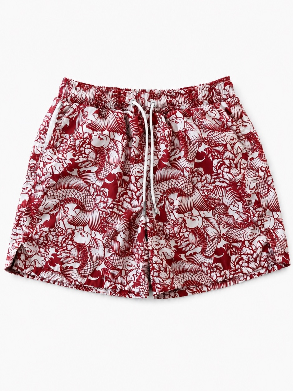 Maison Article Koi Fish Print Swim Trunks Men’s Medium Mesh Lined Zipper Pockets